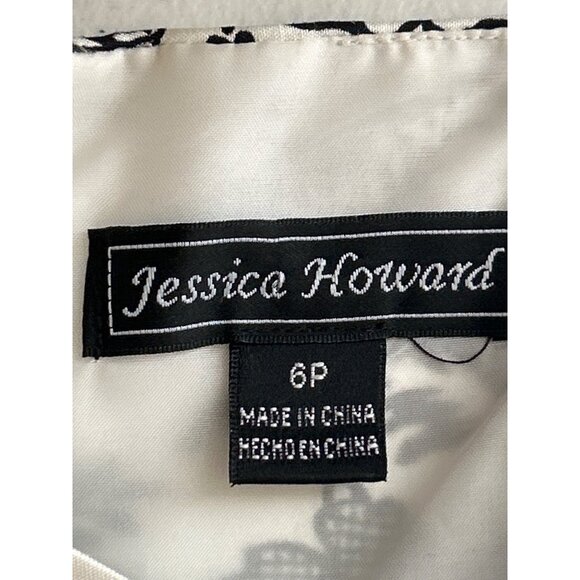Jessica Howard Sleeveless Black & White Floral Dress With Pink Accents Size 6P - Picture 5 of 12